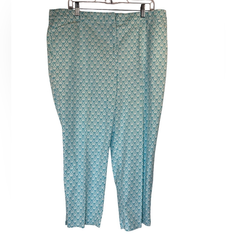 Talbots Aqua Patterned Perfect Crop Pants 16